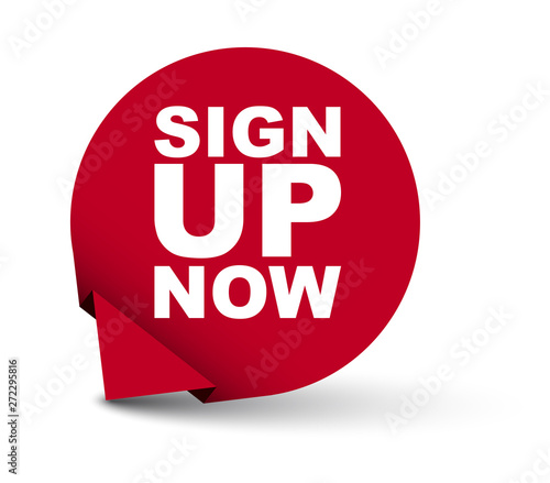 red vector banner sign up now