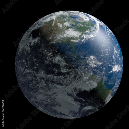 Planet Earth From Space Day And Night 3D Rendered Illustration.