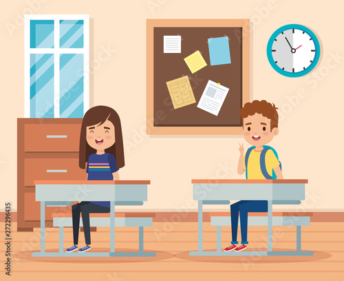 boy and girl learning in the academic classroom