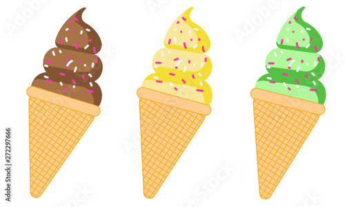 Set of ice-cream on white background. Variety of ice-cream, vector EPS10.