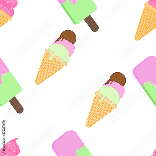Ice-cream seamless pattern. Variety of ice-cream, vector EPS10.