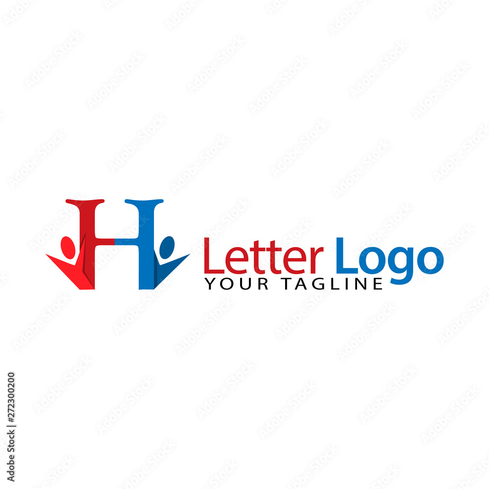 H people logo template, stock logo template	