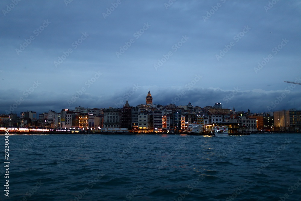 View of Galata Tower and Eminonu from Boat