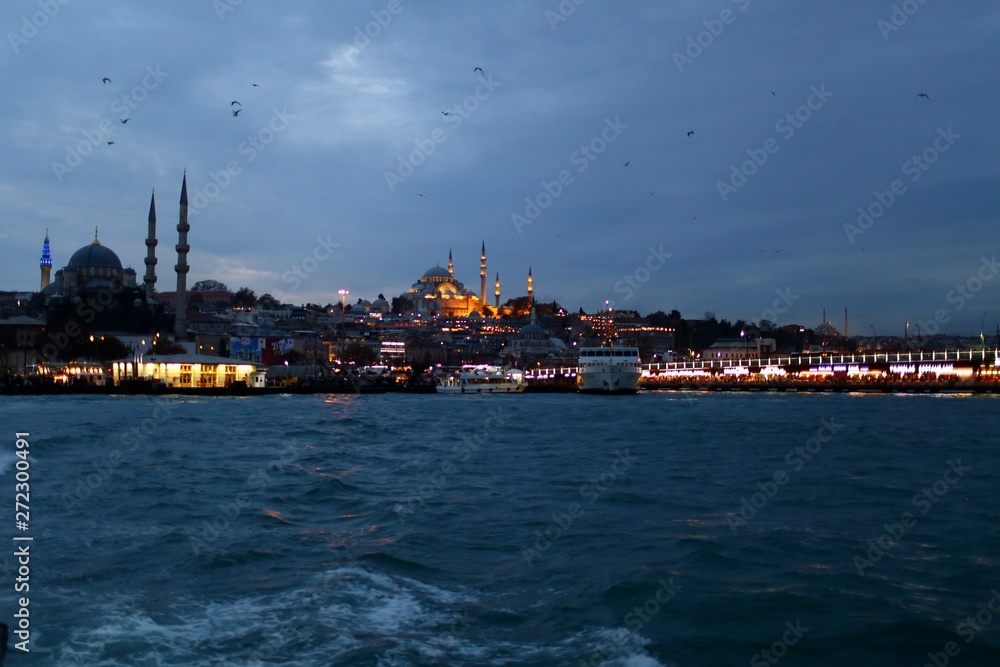 View of Galata Tower and Eminonu from Boat