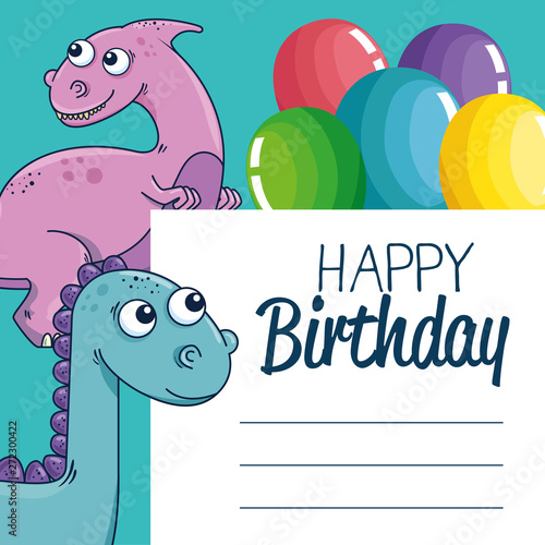 letter decoration with parasaurolophus and diplodocus with balloons decoration
