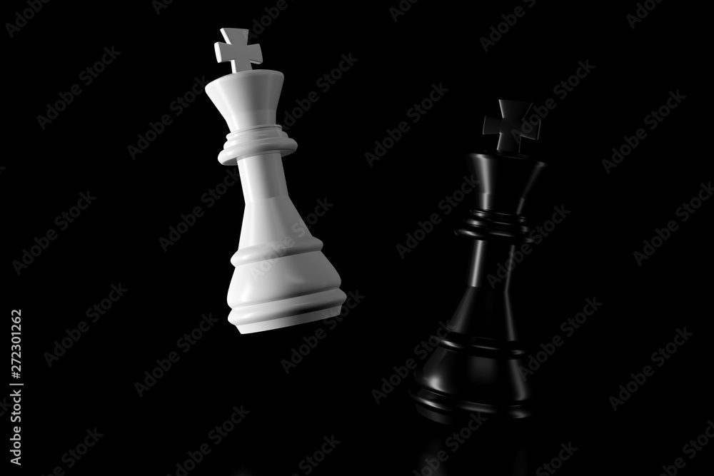 Light and shadow of chess king in the darkness. 3D rendering. Light and shadow of chess king in the darkness. 3D rendering.