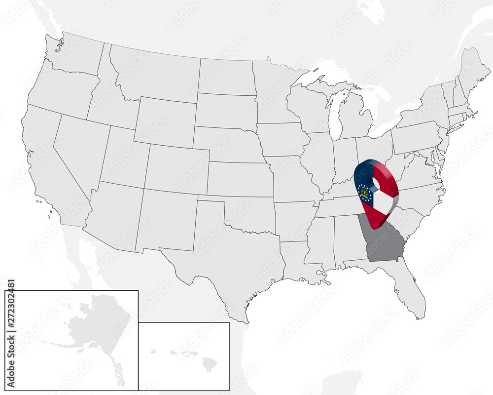 Georgia On Map Of America Location Map Georgia On Map Usa. United States Of America. 3D Geolocation  Sign Like Flag Of State Georgia. High Quality Map Of Georgia. Vector  Illustration Eps10. Stock Vector | Adobe Stock