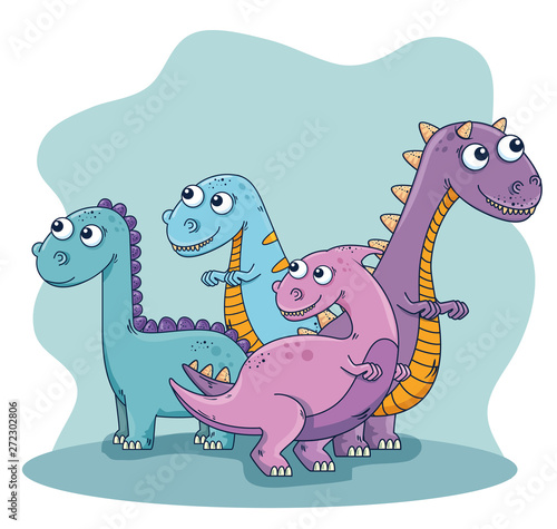 cute dinosaurs wild characters design
