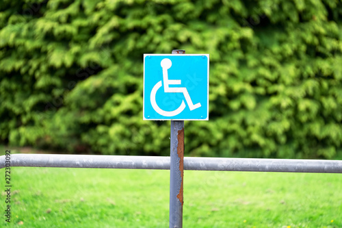 Disabled wheelchair blue badge holders sign at car park