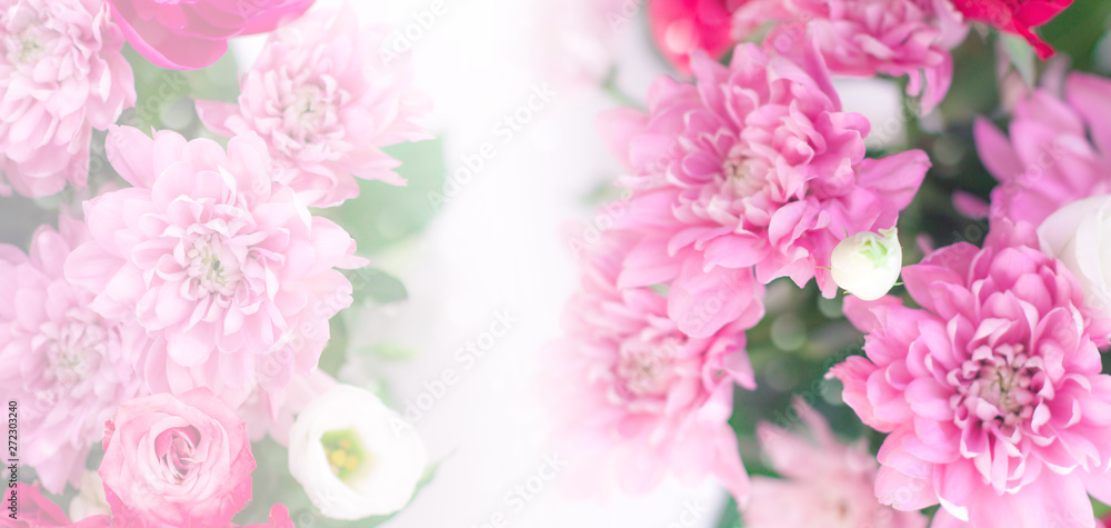 Festive delicate floral background. Fresh bouquet of flowers on a gentle white background