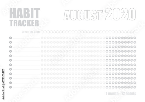 Printable blank A4 size sheet of Habit tracker template