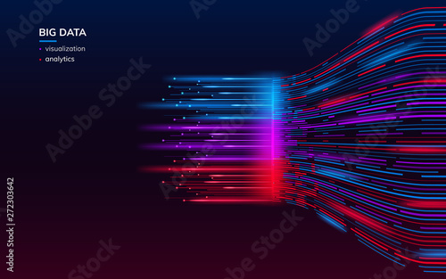 Fractal elements with lines for big data analysis visualization. Complex bigdata connection or abstract futuristic technology. Information connection wallpaper. Data array visual concept. Analyze photo