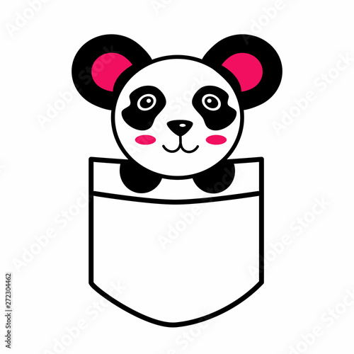 Cute panda sitting in pocket