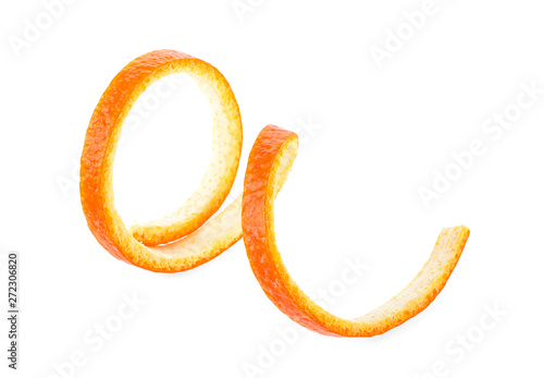 Fresh orange peel isolated on white background
