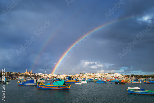 Double rainbow over the fisher village Marsaxlokk, Malta © Sergey Ryzhkov