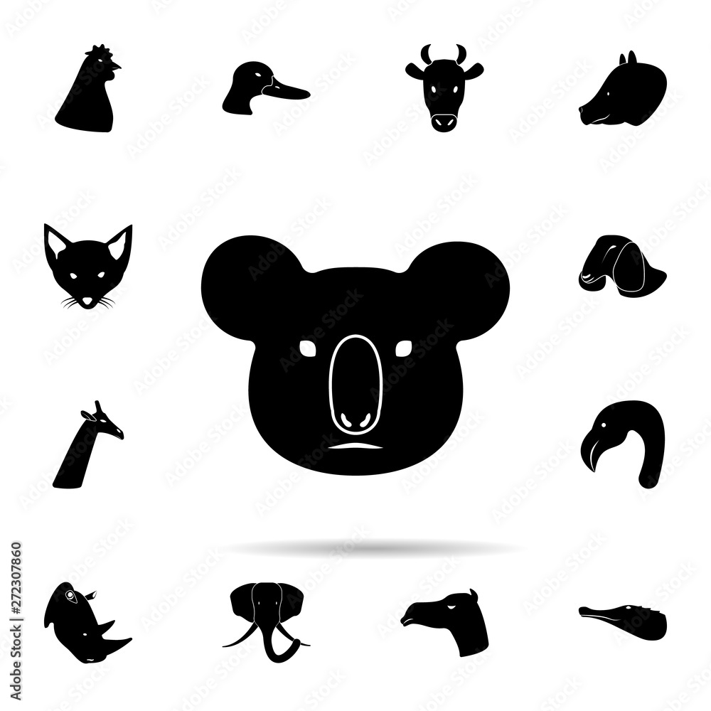 head of koala silhouette icon. Universal set of animals for website design and development, app development
