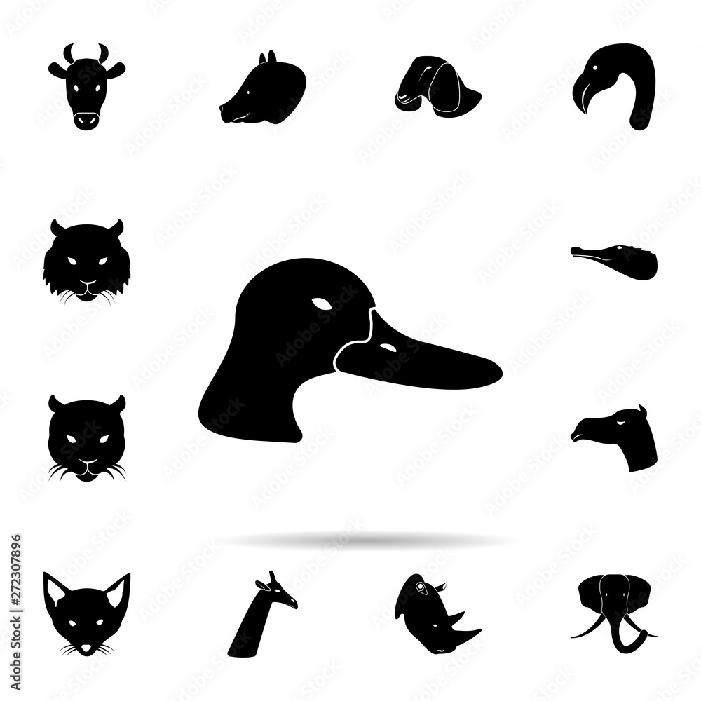head of duck silhouette icon. Universal set of animals for website design and development, app development