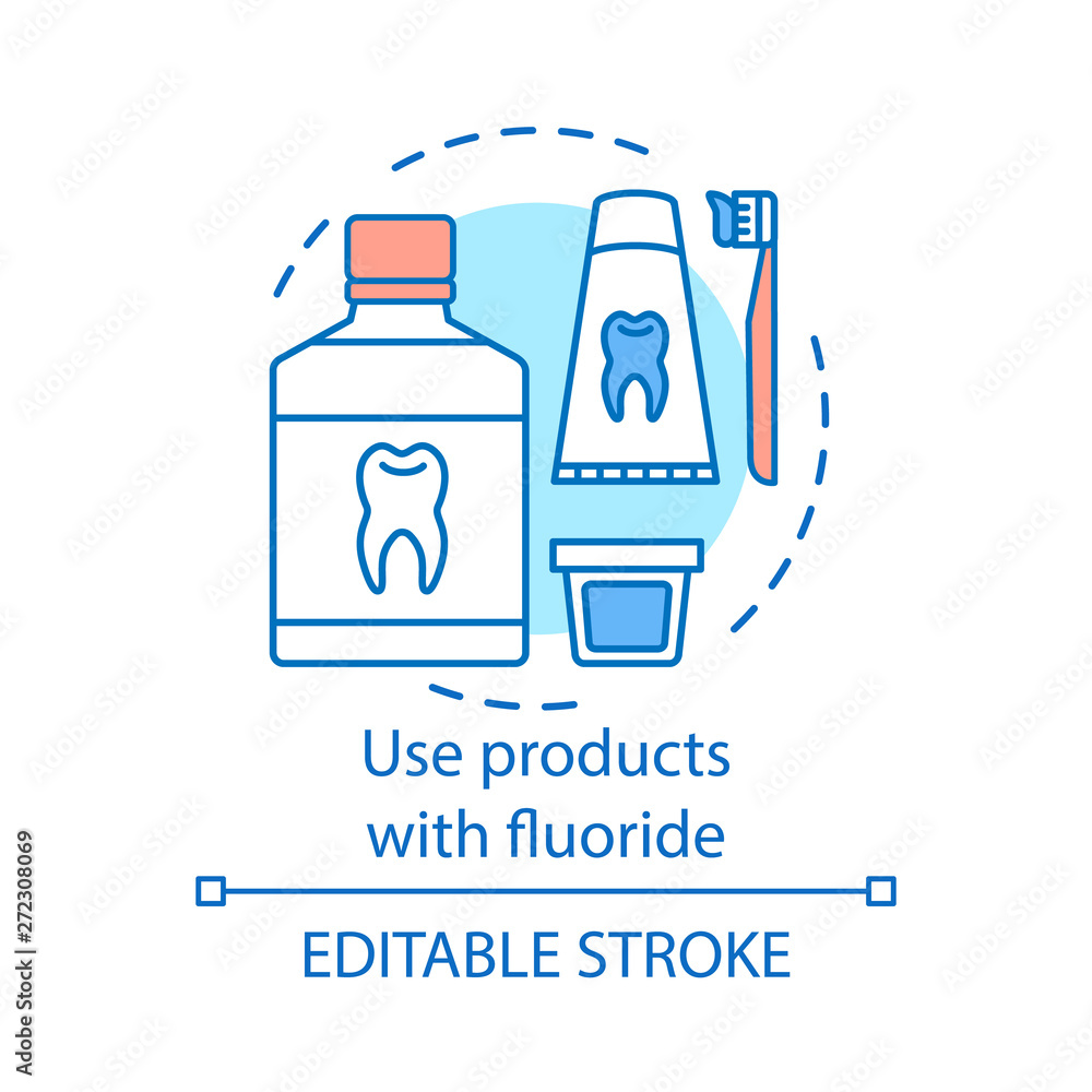 Use products with fluoride concept icon Use products with fluoride concept icon