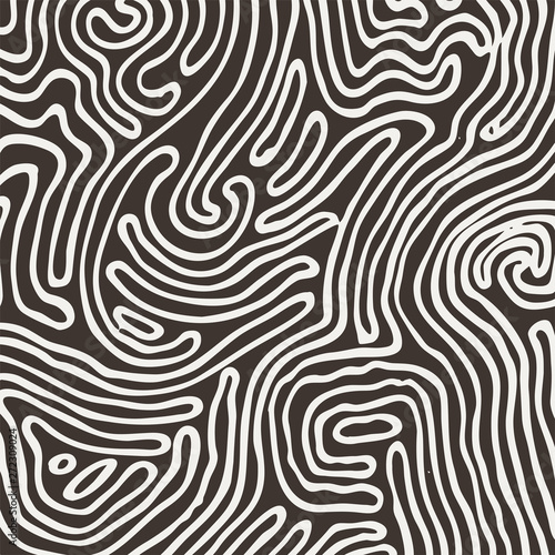 Vector monochrome pattern  curved lines  black and white grunge background