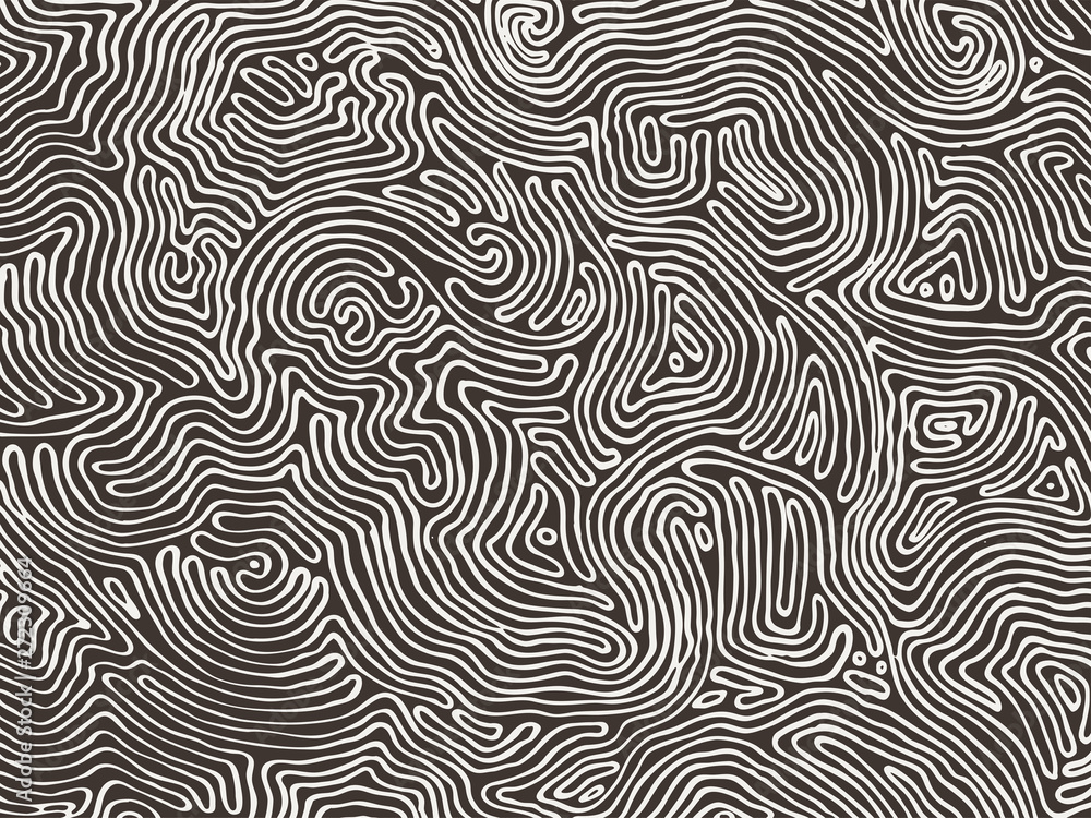 Vector monochrome pattern, curved lines, black and white grunge background