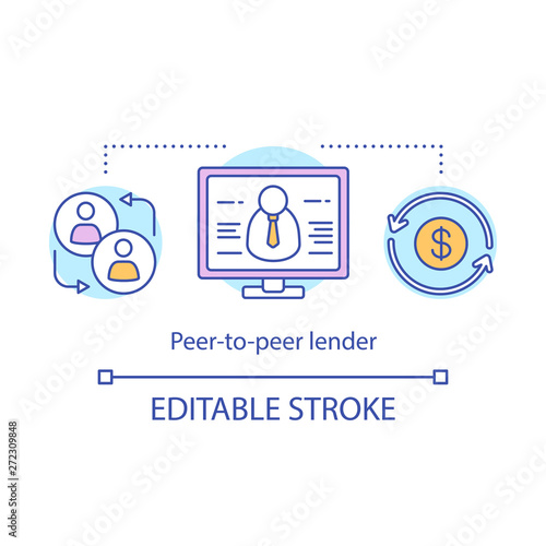 Peer-to-peer lender concept icon