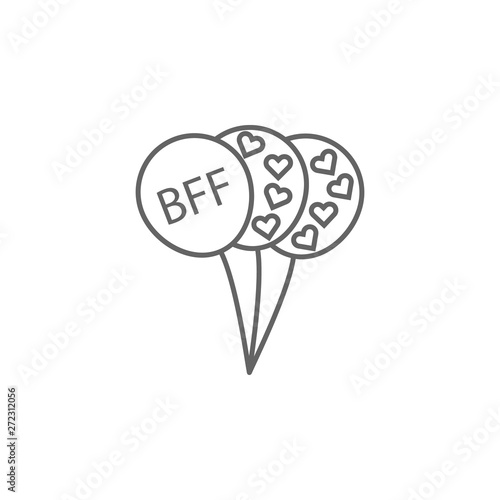 balloons bff hearts outline icon. Elements of friendship line icon. Signs, symbols and vectors can be used for web, logo, mobile app, UI, UX