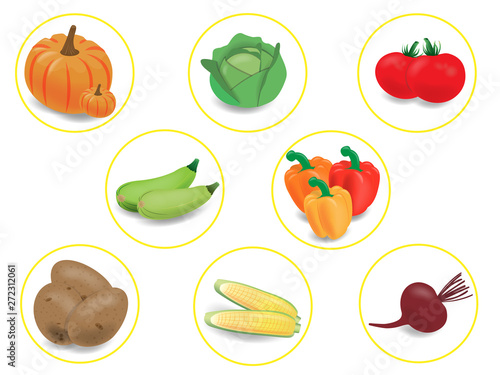 Icons autumn vegetables.