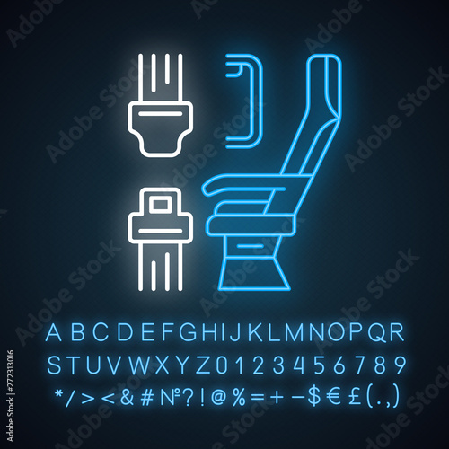 Seat belt neon light icon