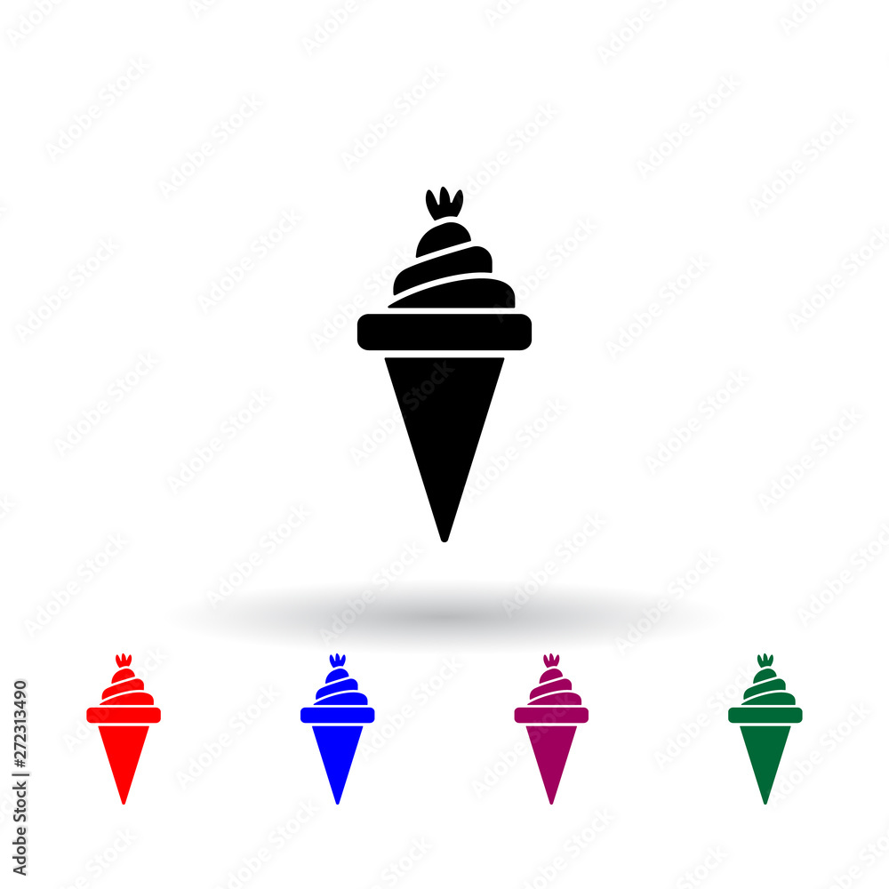 ice cream in a waffle horn multi color icon. Elements of ice cream set. Simple icon for websites, web design, mobile app, info graphics