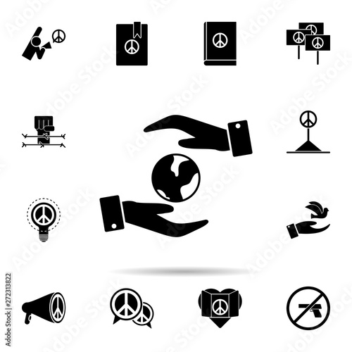 hands guard earth icon. Universal set of human rights for website design and development, app development