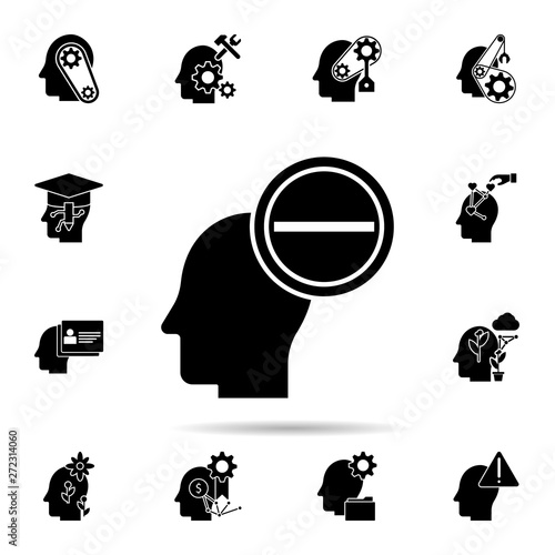 negative , thinking in mind icon. Universal set of human mind for website design and development, app development