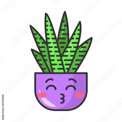 Zebra cactus cute kawaii vector character