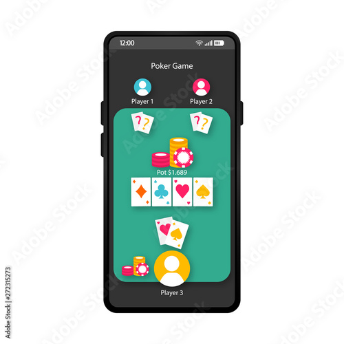 Poker game app smartphone interface vector template