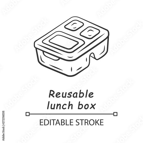 Reusable lunch box linear icon