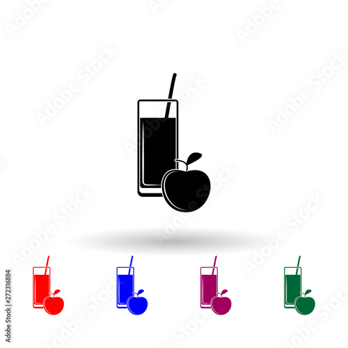 apple juice in a glass multi color icon. Elements of drink set. Simple icon for websites, web design, mobile app, info graphics