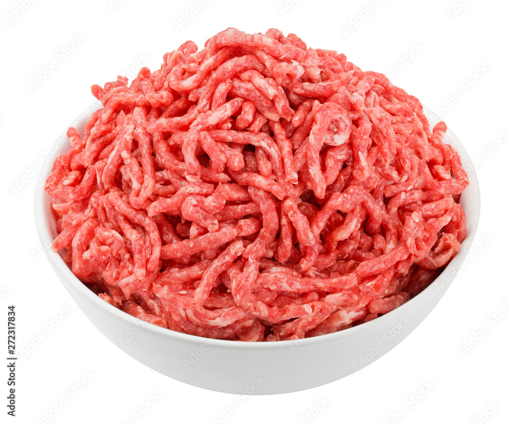 minced meat, pork, beef, forcemeat, clipping path, isolated on white background, full depth of field minced meat, pork, beef, forcemeat, clipping path, isolated on white background, full depth of field