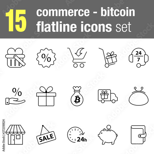 Wallpaper Mural Flatline icons set Commerce and Economy Torontodigital.ca