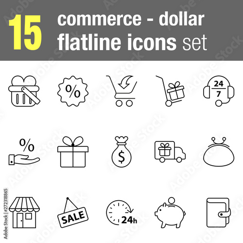 Wallpaper Mural Flatline icons set Commerce and Economy Torontodigital.ca