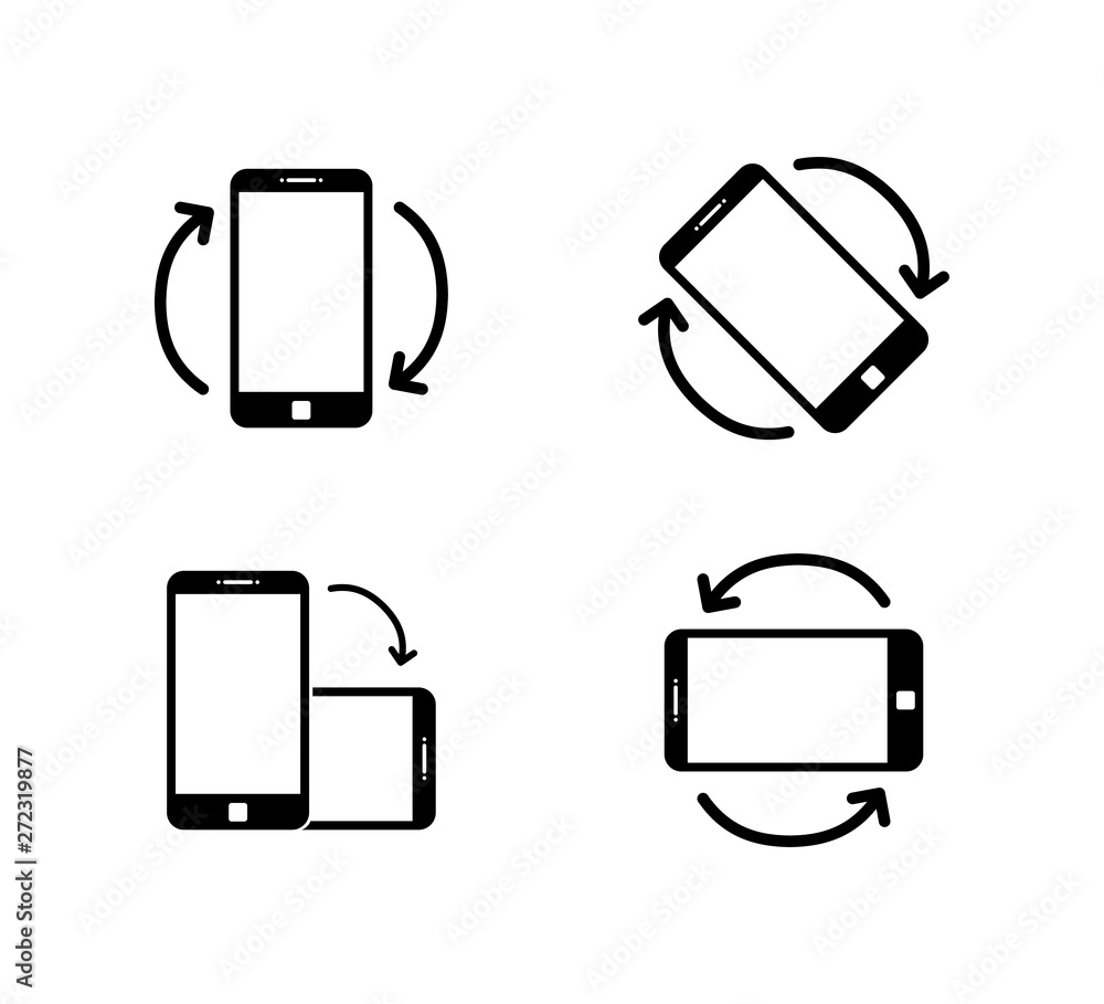 Vettoriale Stock Rotate smartphone icon isolated. Mobile screen rotation.  Horisontal or vertical rotation icons. | Adobe Stock