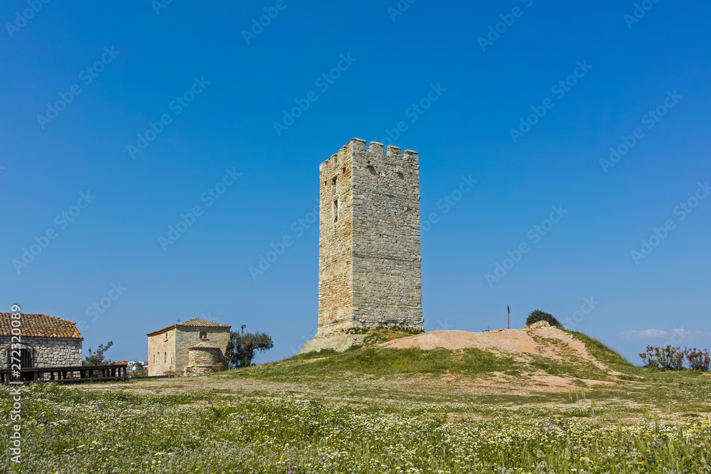 Byzantine Tower in town of Nea Fokea, Kassandra, Chalkidiki, Central Macedonia, Greece Byzantine Tower in town of Nea Fokea, Kassandra, Chalkidiki, Central Macedonia, Greece