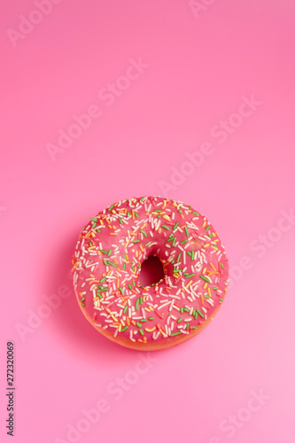donut on pink background