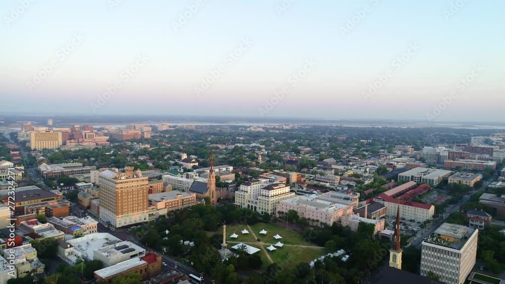 Charleston South Carolina USA Marion Square Aerial View Charleston South Carolina USA Marion Square Aerial View