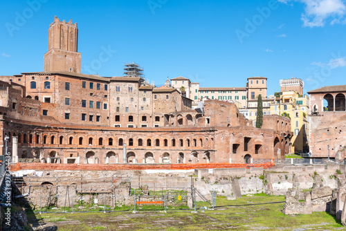 Ancient buildings od Trajans Market, Italian: Mercati di Traiano - the first Roman shopping center, Rome, Italy