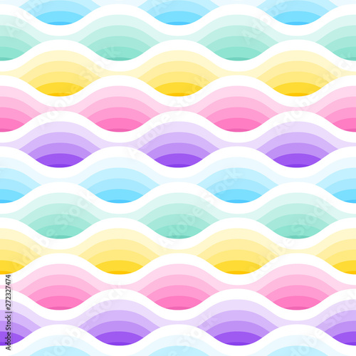 Wave seamless pattern in yellow colors. Abstract background with 3d effect.