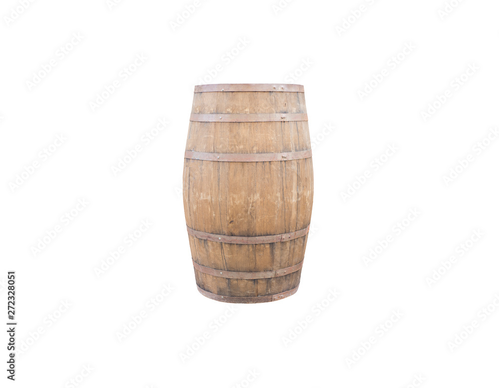 Obraz premium isolated old wooden barrel on white background