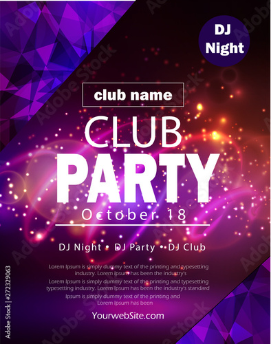 party flyer poster. Futuristic club flyer design template