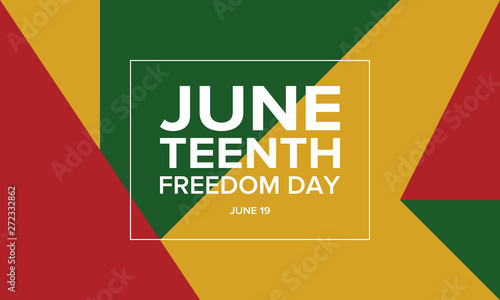 Juneteenth Independence Day. Freedom or Emancipation day. Annual american holiday, celebrated in June 19. African-American history and heritage. Poster, greeting card, banner and background. Vector photo
