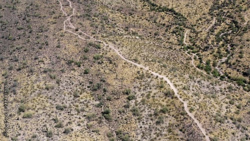 Wallpaper Mural Expansive view of desert mountain hiking biking running trails ascending into the mountains. Aerial footage - Superstition Mountain, Arizona. Torontodigital.ca