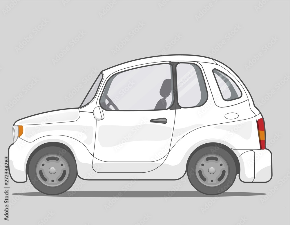 Mini car vector on white. View from side. Kei car illustration Mini car vector on white. View from side. Kei car illustration