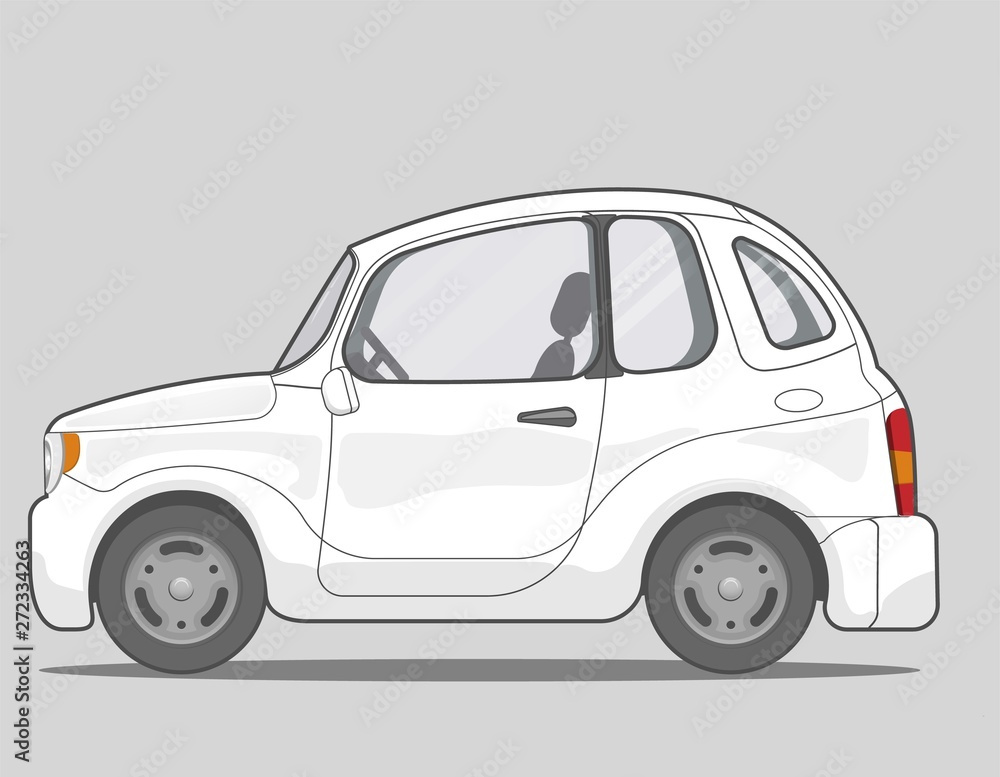 Mini car vector on white. View from side. Kei car illustration